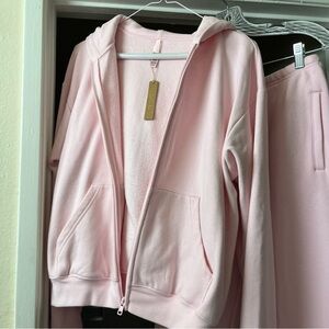 *NWT* Skims Cherry blossom Pink Zip-Up Hoodie and Sweatpants Set